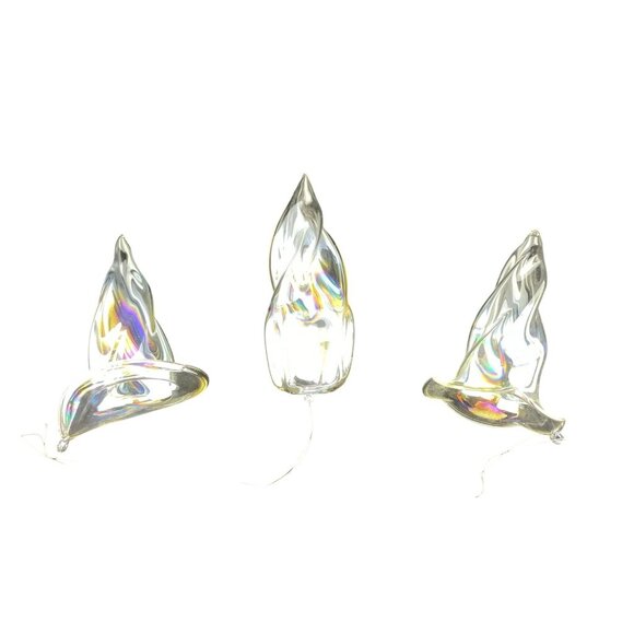 Vintage Hand-Blown Glass Ornaments Clear Swirled Christmas Tree Decor - Picture 5 of 6